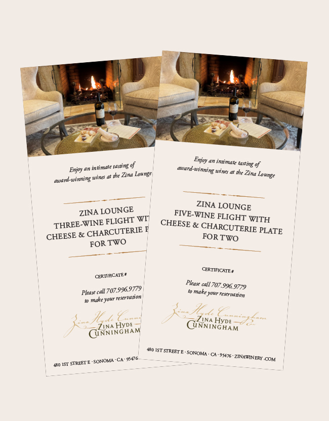 Zina Lounge Wine Tasting Certificate